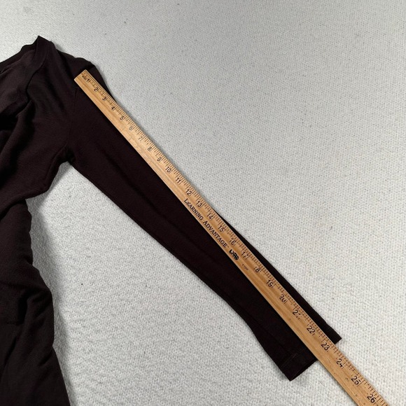 Monrow Super Soft Mini Wrap Dress XS Long Sleeve Tie Front Ruched Brown Knit USA - Picture 10 of 12